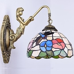 Europeiska Kontrakterade Landsbygdens Kreativa Smidesjärn Vägglampa Glas Ljus
