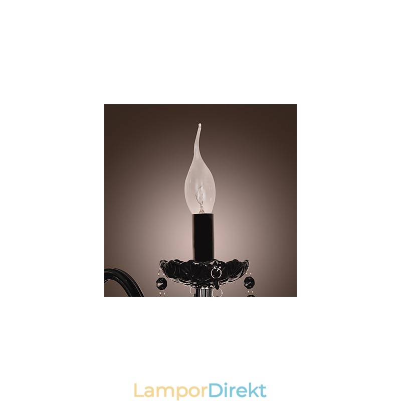 Svart Kristallvägglampa Med Ljusglödlampa