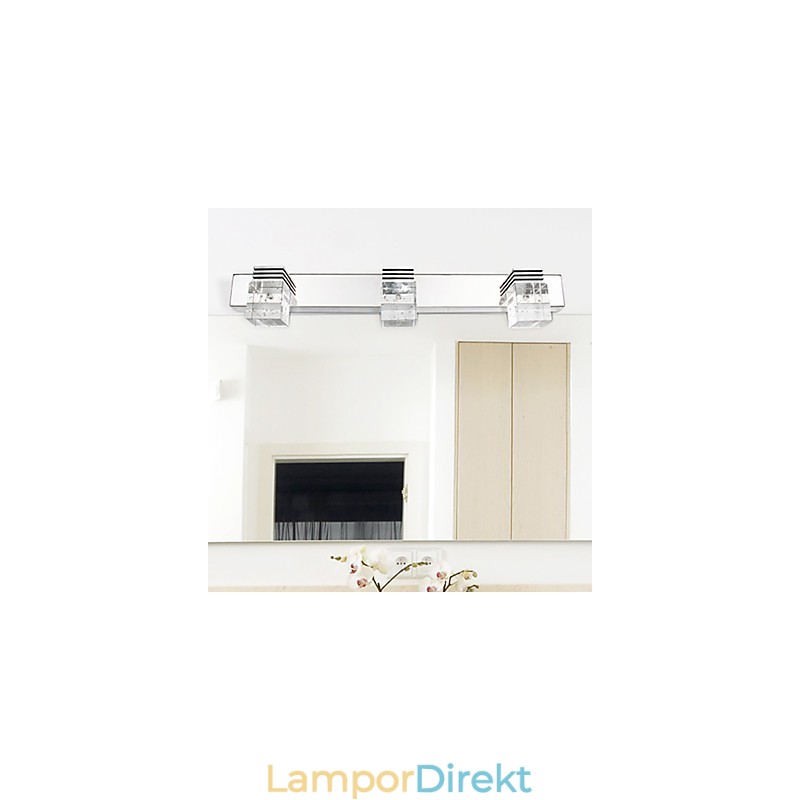 Modern Vägglampa Med Glasbubbla Cubic Shade Spegel Front Style