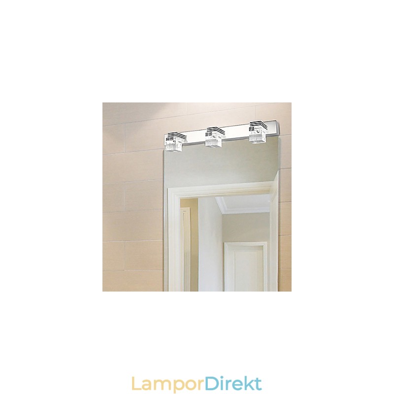 Modern Vägglampa Med Glasbubbla Cubic Shade Spegel Front Style