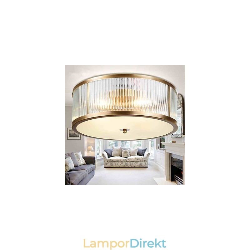 Traditionell Klassisk Rustik Lodge Mässing Metall Flush Mount