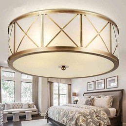 Traditionell Klassisk Rustik Lodge Mässing Metall Flush Mount