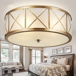 Traditionell Klassisk Rustik Lodge Mässing Metall Flush Mount