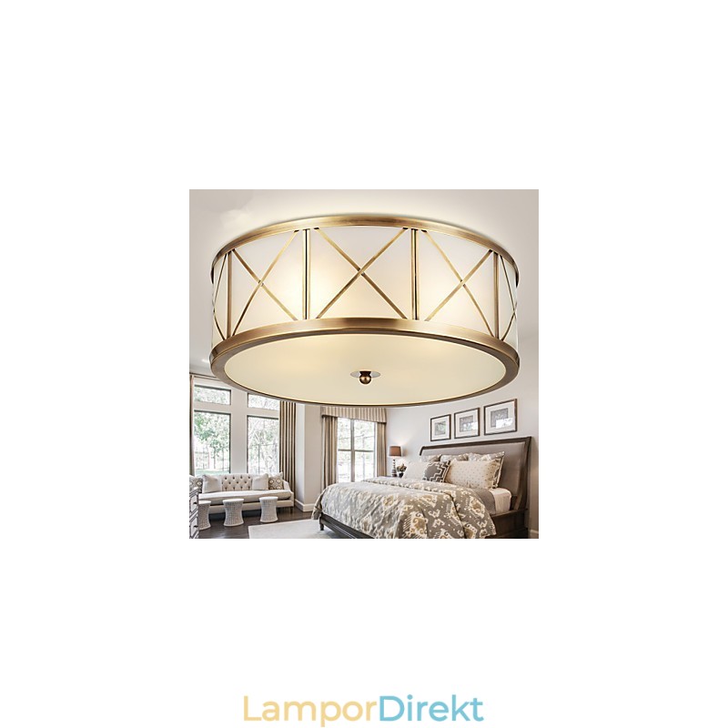 Traditionell Klassisk Rustik Lodge Mässing Metall Flush Mount