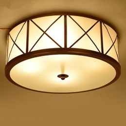 Traditionell Klassisk Rustik Lodge Mässing Metall Flush Mount