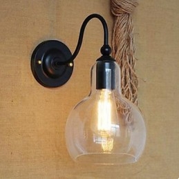 Modern Restaurangprydnad Vägglampa Smidesjärnsglas
