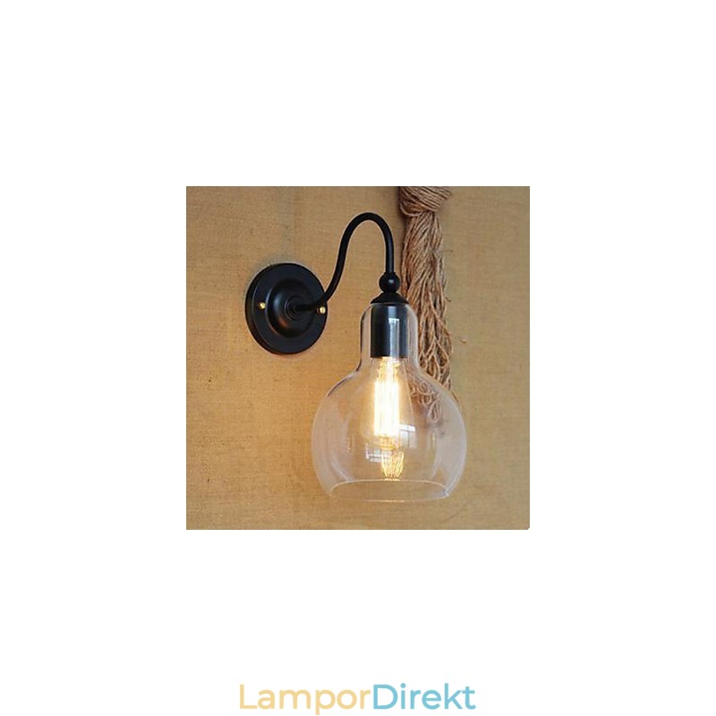 Modern Restaurangprydnad Vägglampa Smidesjärnsglas