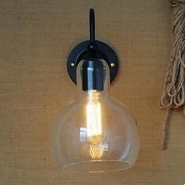 Modern Restaurangprydnad Vägglampa Smidesjärnsglas