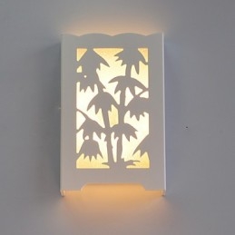 Moderna Kreativa Vita Snida Mönster Eller Mönster På Träslöjd Bambu Vägglampa Lampor
