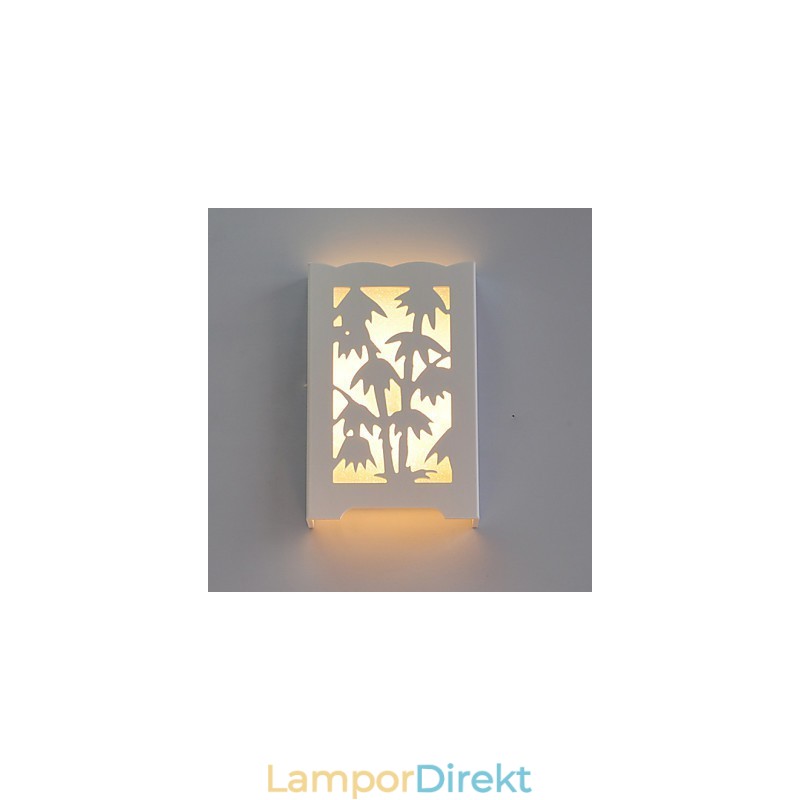 Moderna Kreativa Vita Snida Mönster Eller Mönster På Träslöjd Bambu Vägglampa Lampor