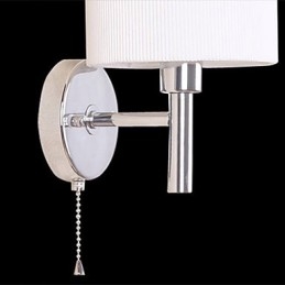 Snygg Vägglampa I Metall Och Tyg Med 1 Ljus I Vit Cylinderfunktion