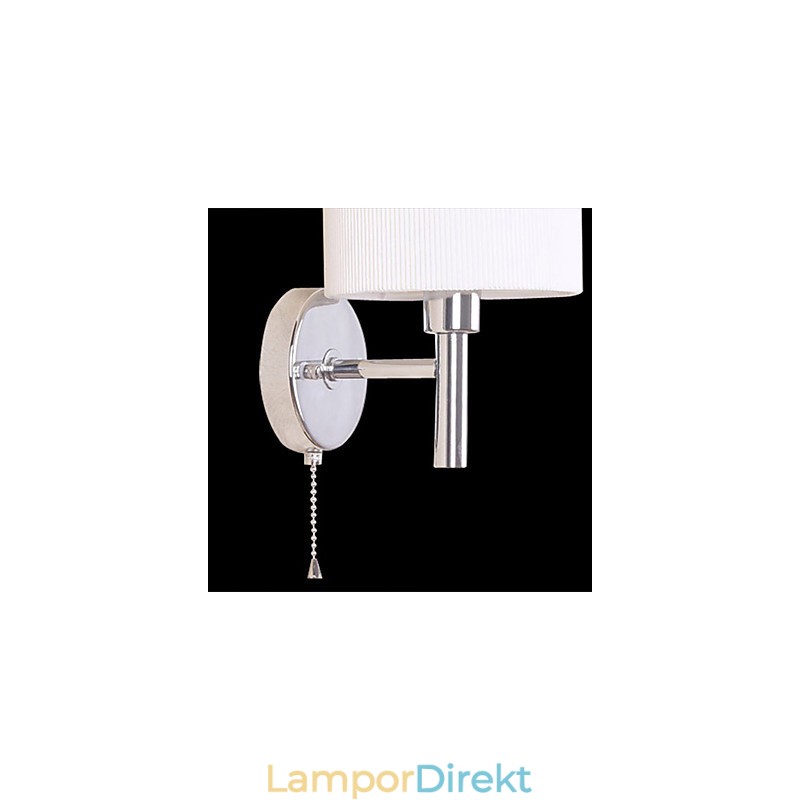 Snygg Vägglampa I Metall Och Tyg Med 1 Ljus I Vit Cylinderfunktion