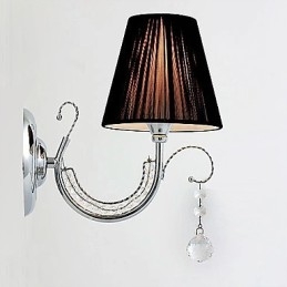Samtida Vägglampa Med Tygskärm Ljuskrona Stil Arm Crystal Droplet