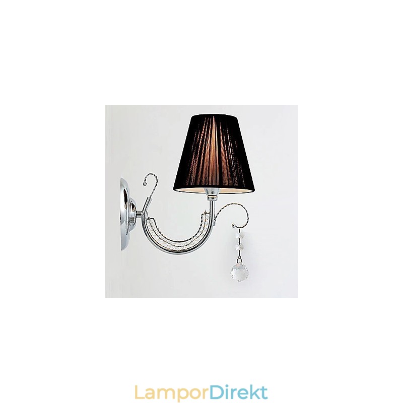 Samtida Vägglampa Med Tygskärm Ljuskrona Stil Arm Crystal Droplet