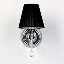 Samtida Vägglampa Med Tygskärm Ljuskrona Stil Arm Crystal Droplet