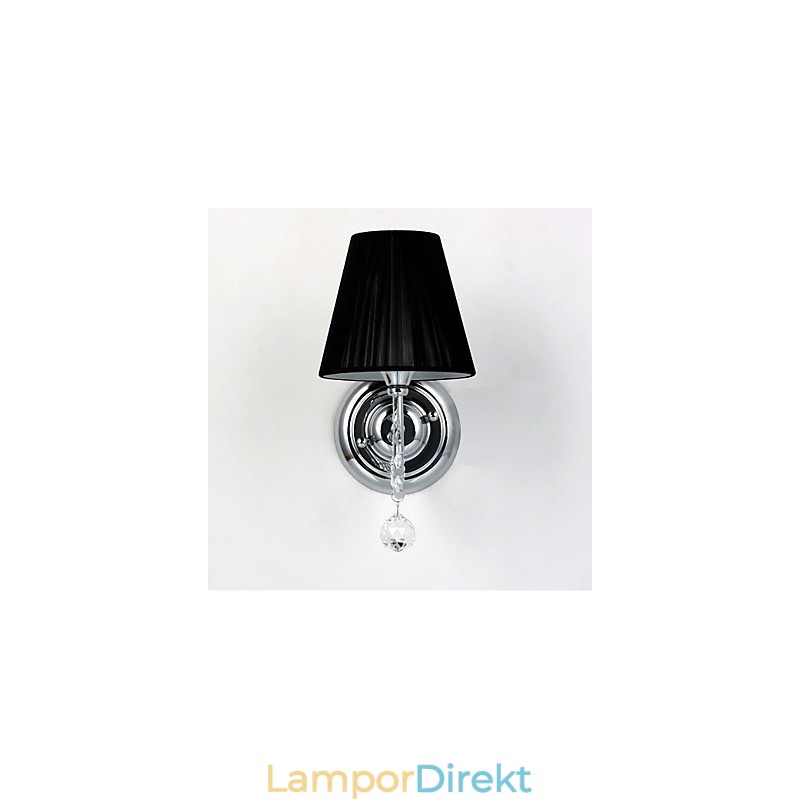 Samtida Vägglampa Med Tygskärm Ljuskrona Stil Arm Crystal Droplet