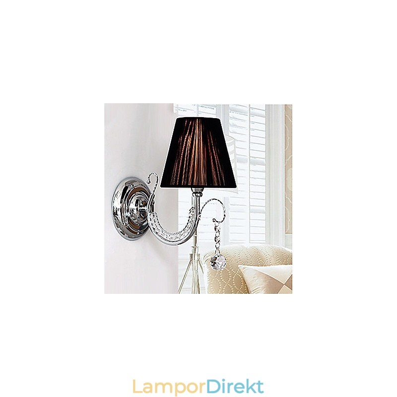Samtida Vägglampa Med Tygskärm Ljuskrona Stil Arm Crystal Droplet