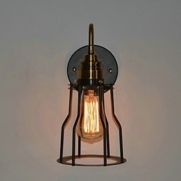 Minimalistisk Konstnärlig Vägglampa Med Svart Metallskelettskärm