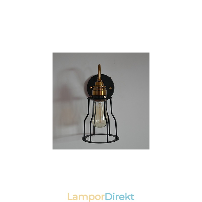 Minimalistisk Konstnärlig Vägglampa Med Svart Metallskelettskärm
