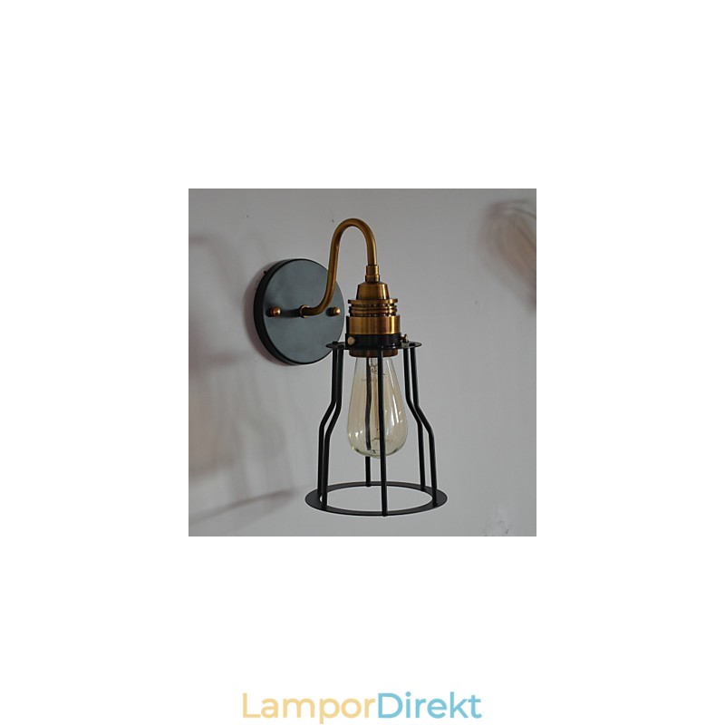 Minimalistisk Konstnärlig Vägglampa Med Svart Metallskelettskärm