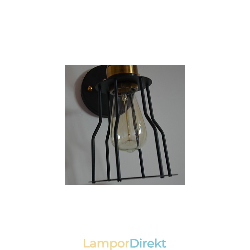 Minimalistisk Konstnärlig Vägglampa Med Svart Metallskelettskärm