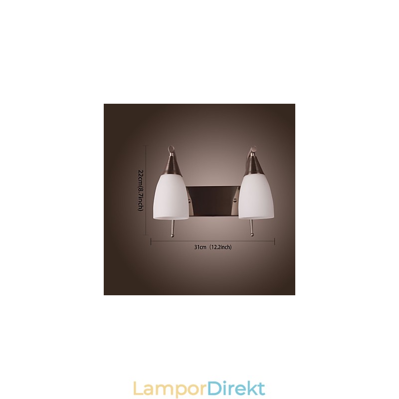 2 Ljus Vägglampa I Vit Skärm