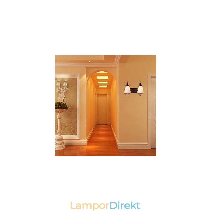2 Ljus Vägglampa I Vit Skärm