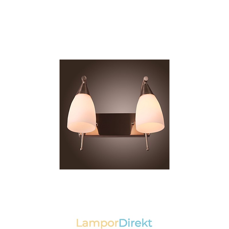 2 Ljus Vägglampa I Vit Skärm