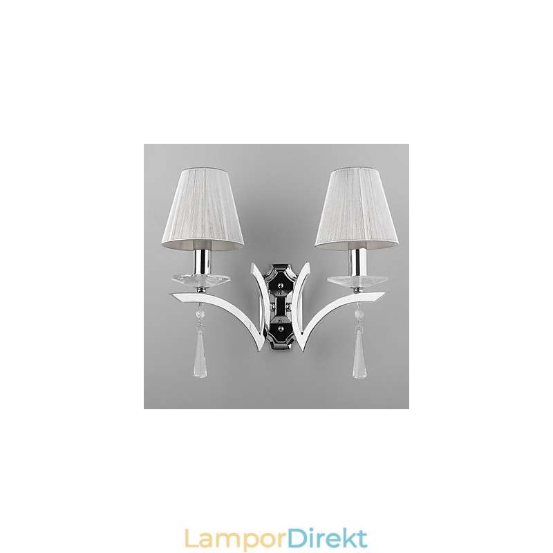 Elegant Vägglampa Med 2 Ljus Kristalldroppar Dekorerade