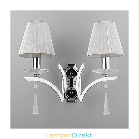 Elegant Vägglampa Med 2 Ljus Kristalldroppar Dekorerade Elegant Vägglampa Med 2 Ljus Kristalldroppar Dekorerade