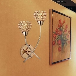 Kristallguld Vägglampa I 2 Ljus