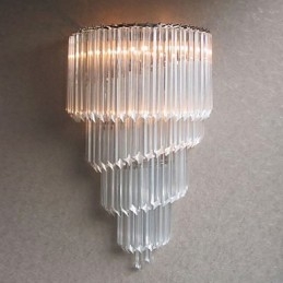 Vägglampa Med Kromfinish Med Kristallglasremsor Och 3 Lampor