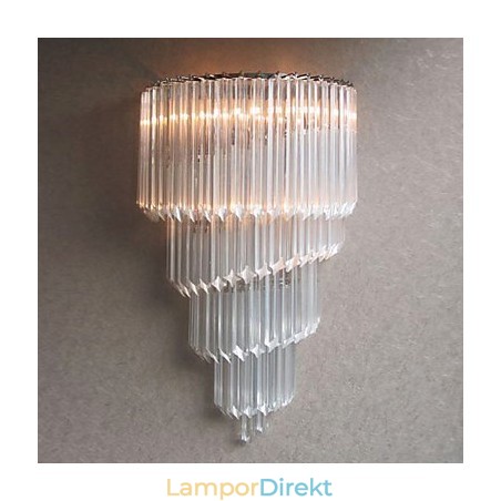 Vägglampa Med Kromfinish Med Kristallglasremsor Och 3 Lampor Vägglampa Med Kromfinish Med Kristallglasremsor Och 3 Lampor