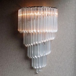 Vägglampa Med Kromfinish Med Kristallglasremsor Och 3 Lampor