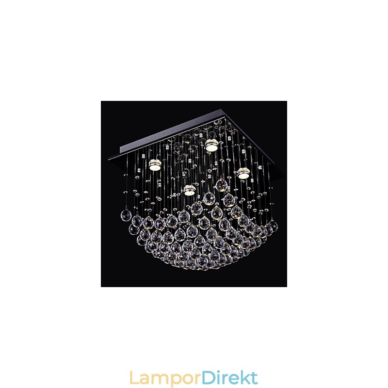 Elegant Kinesisk Kristallkrona 4 Lampor Med Infälld Montering