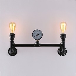 2 Heads Vintage Industrial Pipe Wall Lights Black Creative Lights Restaurang Cafe Bar Dekorationsbelysning