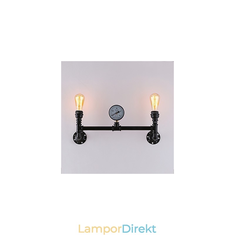 2 Heads Vintage Industrial Pipe Wall Lights Black Creative Lights Restaurang Cafe Bar Dekorationsbelysning