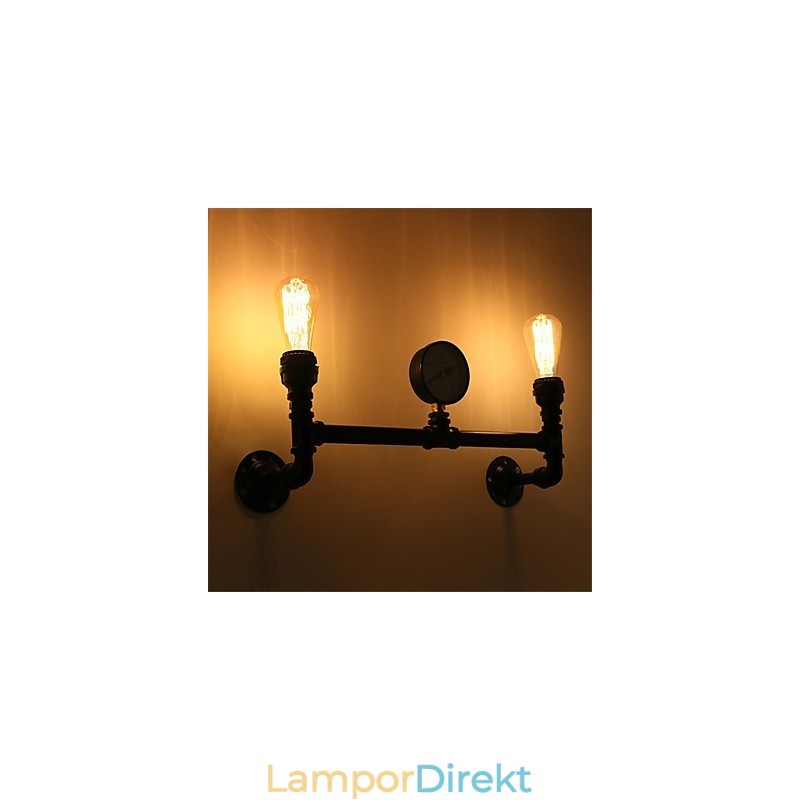 2 Heads Vintage Industrial Pipe Wall Lights Black Creative Lights Restaurang Cafe Bar Dekorationsbelysning