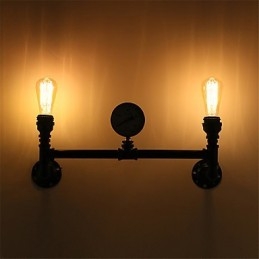2 Heads Vintage Industrial Pipe Wall Lights Black Creative Lights Restaurang Cafe Bar Dekorationsbelysning