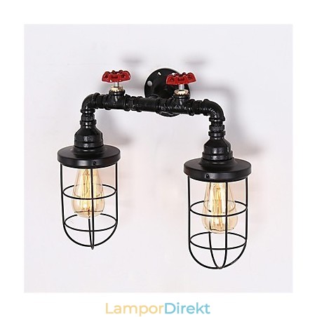 Vintage Industrial Pipe Vägglampor Black Creative Lights Restaurang Cafe Bar Dekorationsbelysning Med 2 Ljus Målad Finish Vintage Industrial Pipe Vägglampor Black Creative Lights Restaurang Cafe Bar Dekorationsbelysning Med 2 Ljus Målad Finish