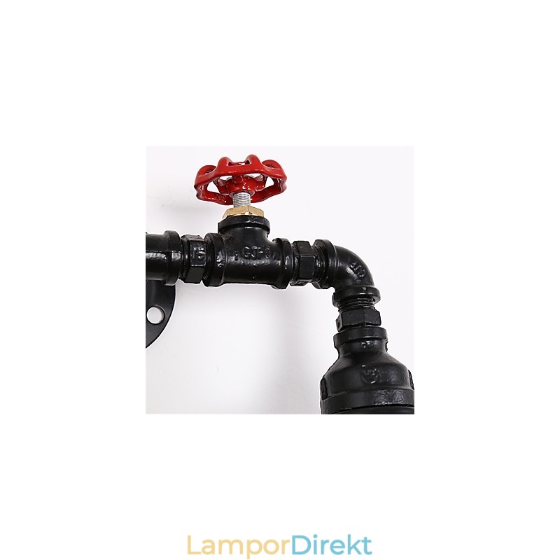 Vintage Industrial Pipe Vägglampor Black Creative Lights Restaurang Cafe Bar Dekorationsbelysning Med 2 Ljus Målad Finish
