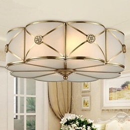 Traditionell Klassisk Rustik Lodge Mässing Metall Flush Mount