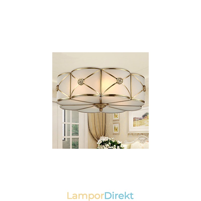 Traditionell Klassisk Rustik Lodge Mässing Metall Flush Mount