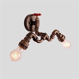 Vintage Industrial Pipe Vägglampor Creative Lights Restaurang Cafe Bar Dekorationsbelysning Med 2 Ljus Målad Finish