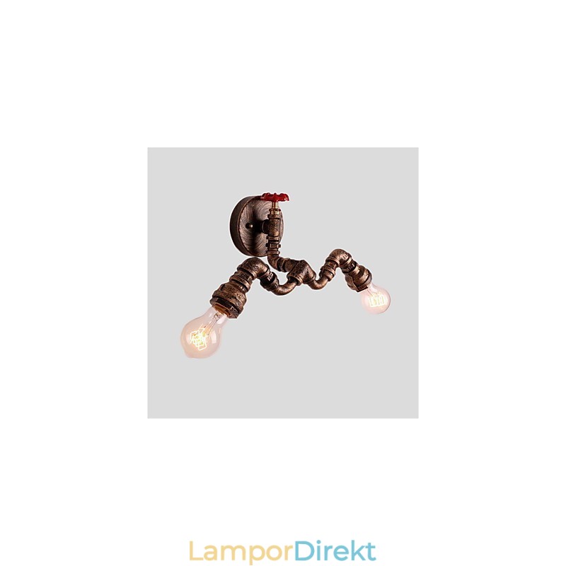 Vintage Industrial Pipe Vägglampor Creative Lights Restaurang Cafe Bar Dekorationsbelysning Med 2 Ljus Målad Finish