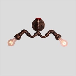 Vintage Industrial Pipe Vägglampor Creative Lights Restaurang Cafe Bar Dekorationsbelysning Med 2 Ljus Målad Finish