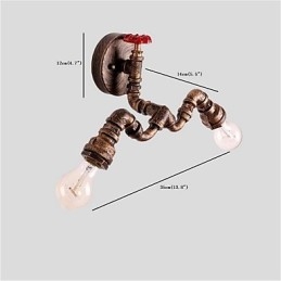 Vintage Industrial Pipe Vägglampor Creative Lights Restaurang Cafe Bar Dekorationsbelysning Med 2 Ljus Målad Finish