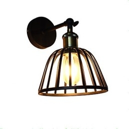 Ljus Målat Stål Vägglampa Stum Svart Amerikansk Kaffe Dekoration Retro Väggljus Ljussabel Lampa På Vägg
