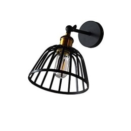 Ljus Målat Stål Vägglampa Stum Svart Amerikansk Kaffe Dekoration Retro Väggljus Ljussabel Lampa På Vägg