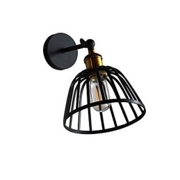 Ljus Målat Stål Vägglampa Stum Svart Amerikansk Kaffe Dekoration Retro Väggljus Ljussabel Lampa På Vägg